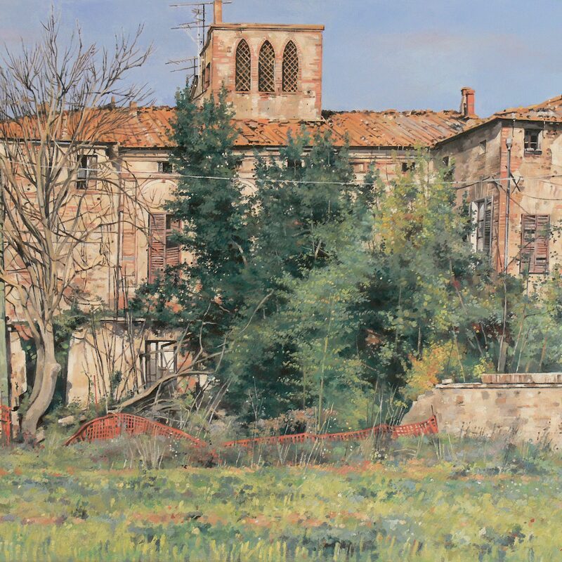 palazzo ugurgieri, presciano - toscane 2020, 60 x 75 cm, huile sur toile