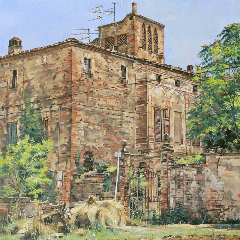 palazzo ugurgieri, presciano - toscane 2020, 75 x 60 cm, huile sur toile