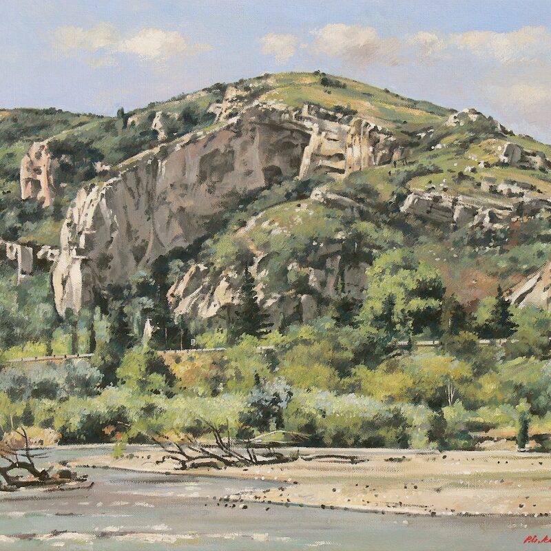 landschaft an der durance - vaucluse 2018, 36 x 44 cm, öl auf leinwand