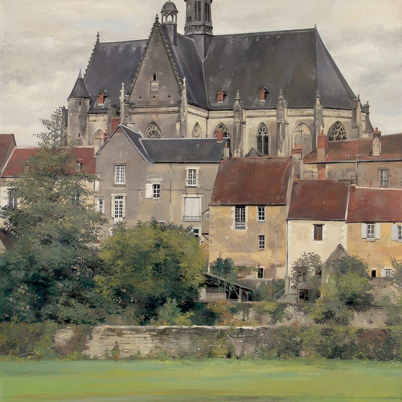 collégiale von montrésor - indre-et-loire 2002, 90 x 80 cm, öl auf leinwand