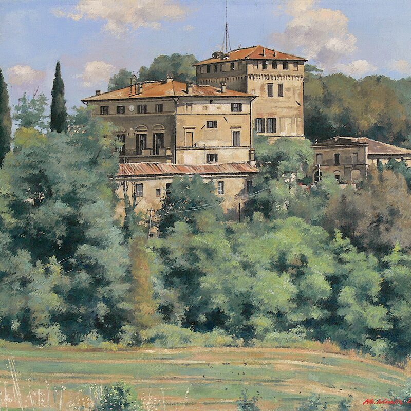 castelnuovo tancredi - toscane 2021, 44 x 50 cm, huile sur toile