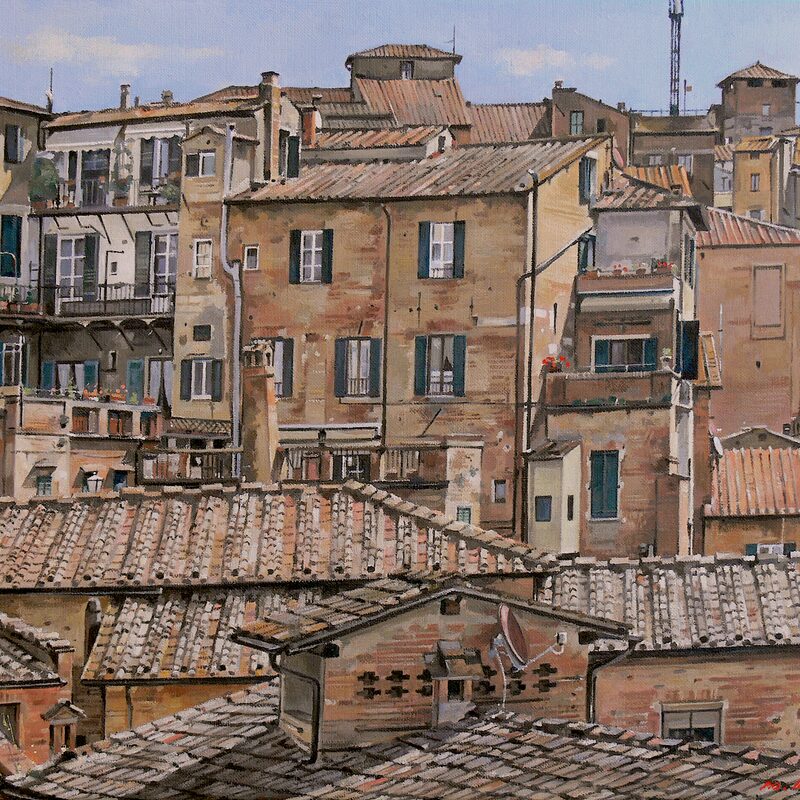 sienne - toscane 2021, 36 x 44 cm, huile sur toile