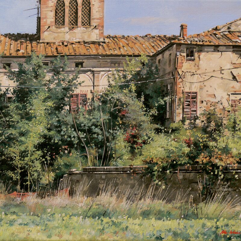 palazzo ugurgieri, presciano - toscane 2020, 36 x 44 cm, huile sur toile
