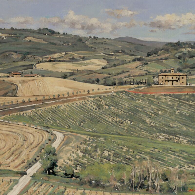 paysage pres d'orvieto - ombrie 2022, 44 x 55 cm, huile sur toile