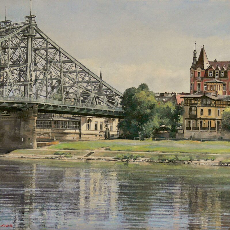 blaues wunder, dresden - sachsen 2012, 52 x 59 cm, öl auf leinwand
