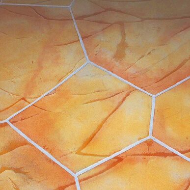 Wand mit mediterranem Fliesenmuster