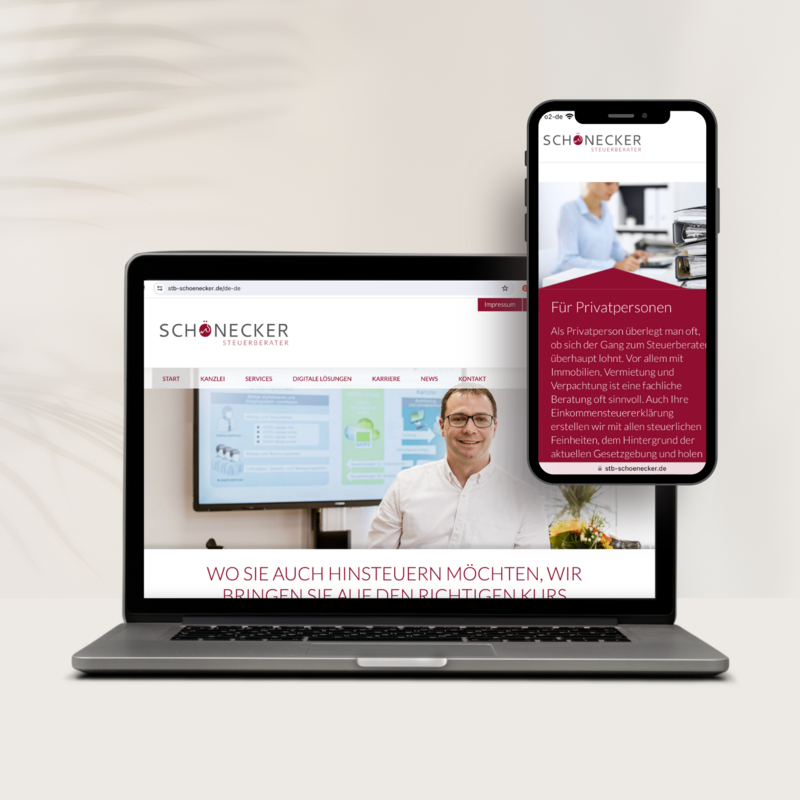 Website Steuerberater Marc Schönecker, Namborn. In Kooperation mit Stefan Falz Webconsulting