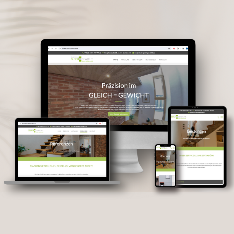 Website für das Statikbüro Gleichgewicht, Jürgen Haßdenteufel, St. Wendel