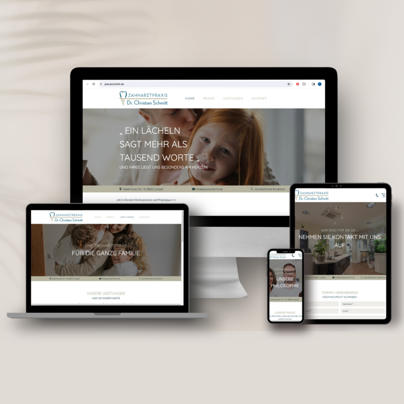 Website für die Zahnarztpraxis Christian Schmitt, Lebach