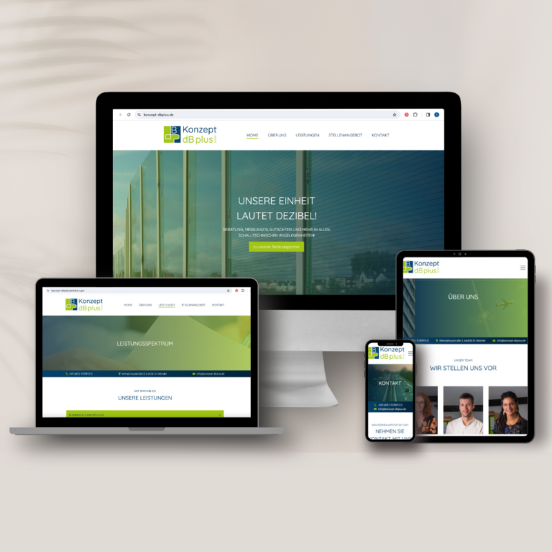 Website für Konzept dBplus, Schallschutzberatung, Messungen und Konzepte, St. Wendel