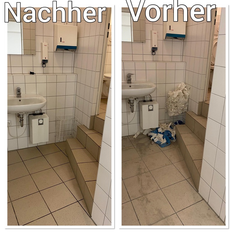 Badendreinigung vorher/nachher