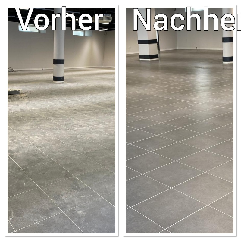 Bodenplattenreinigung vorher/nachher