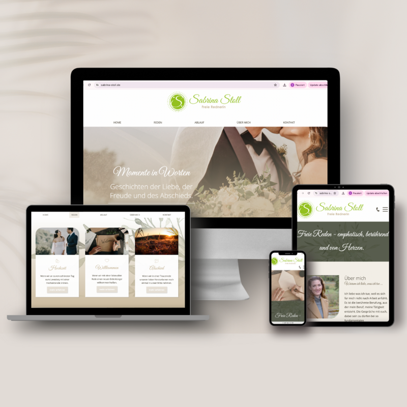 Website für Sabrina Stoll - Freie Rednerin für Hochzeiten, Trauerreden und Willkommensreden