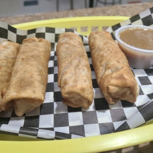 Our apple pie eggrolls served with warm caramel sauce.