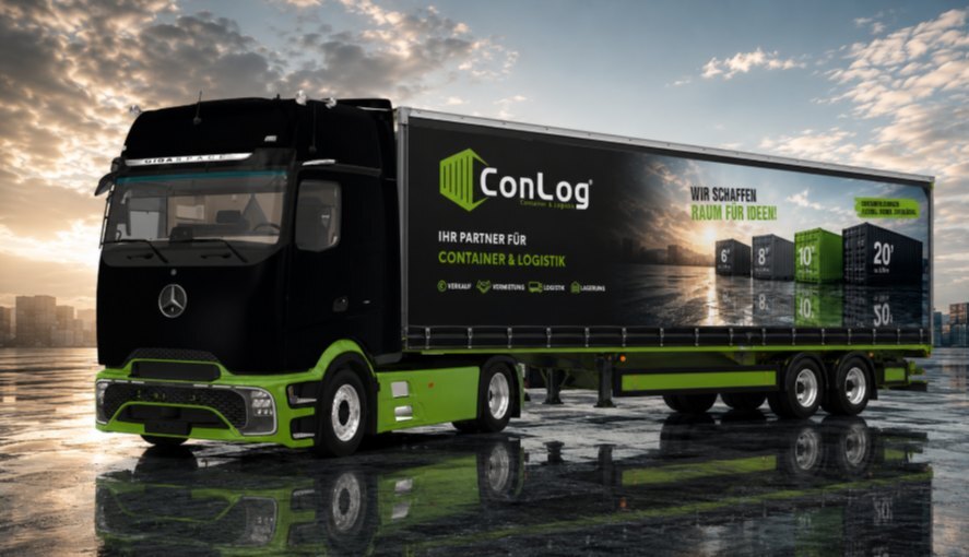 ConLog-LKW mit Planensattelauflieger im ConLog-Design