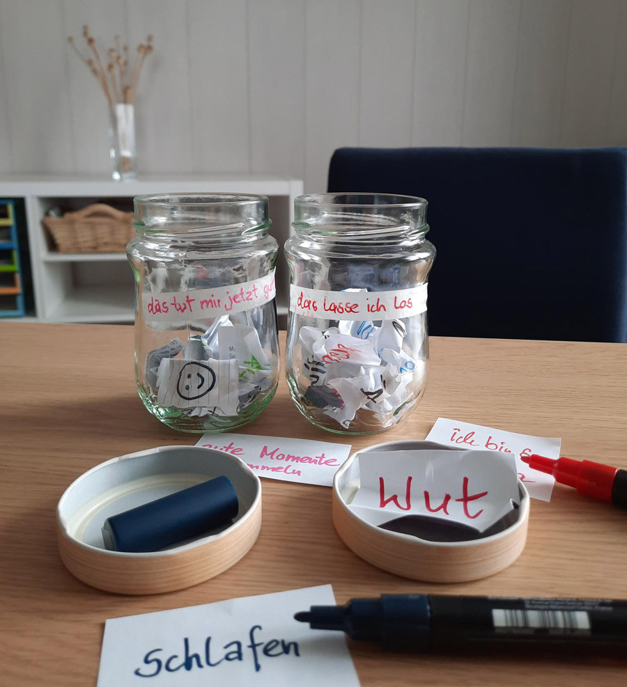 Gläser für Zettel zum loslassen