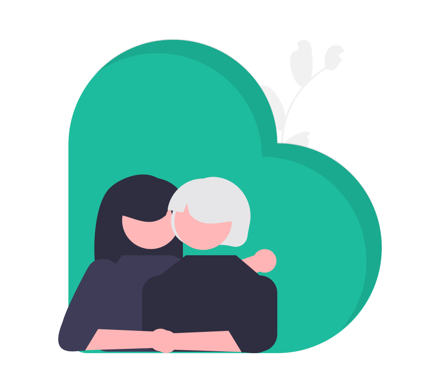 Abstract illustration of two people over a heart