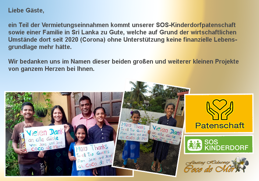 Spendenprojekt von Coco de Mer für SOS-Kinderdorf und Familie in Sri Lanka