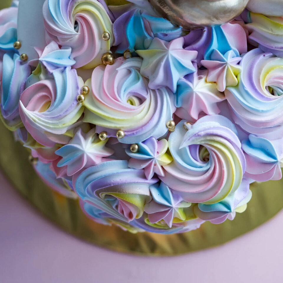 Photo of a multi-coloured cake icing