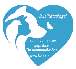 Blaues Herz mit Tierkommunikationssiegel