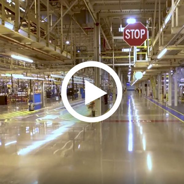 Polished Concrete w/Epoxy Pedestrian Walk Way, Safety Markings